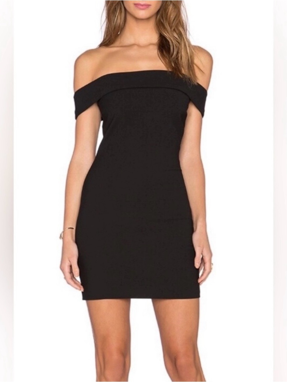Elizabeth and James Strapless Black Off-Shoulder Mini Dress